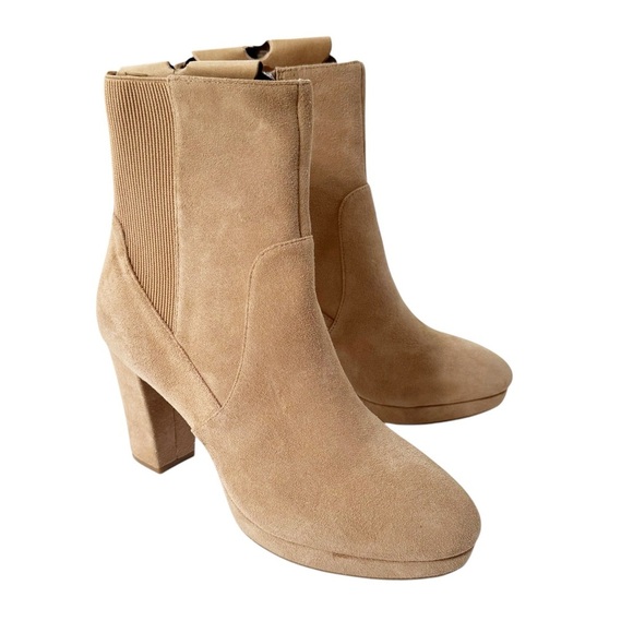 NWT Donald Pliner Labell Suede Platform Chunky Boot Tan Size 10 - Picture 15 of 15